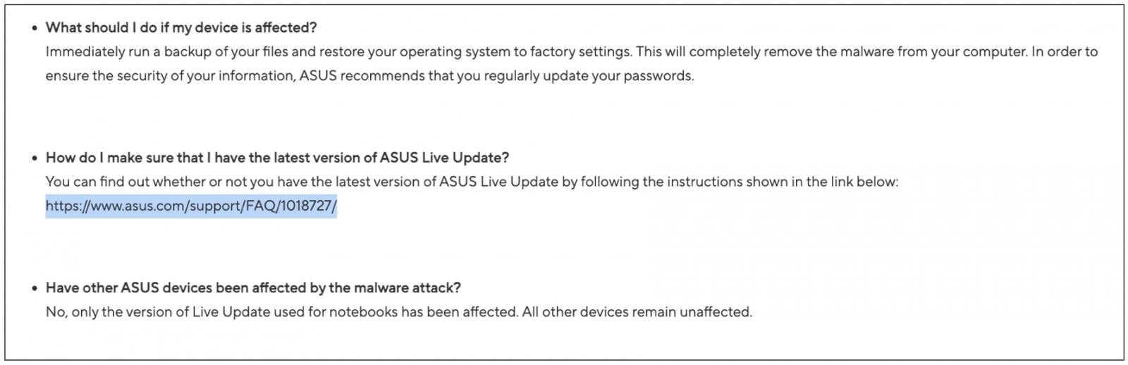 ASUS 2019 advisory on ShadowHammer attack