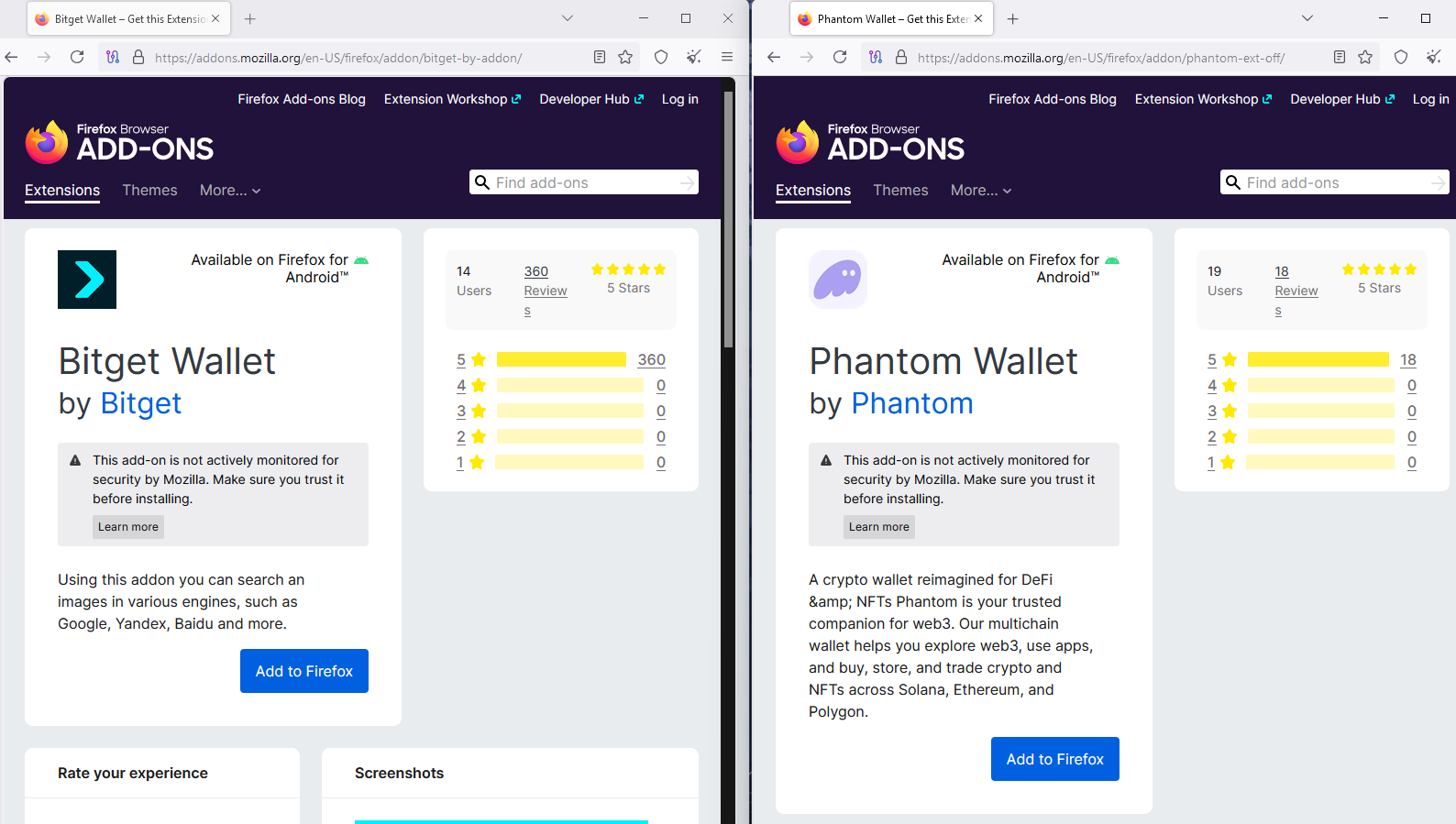 Fake wallet extensions