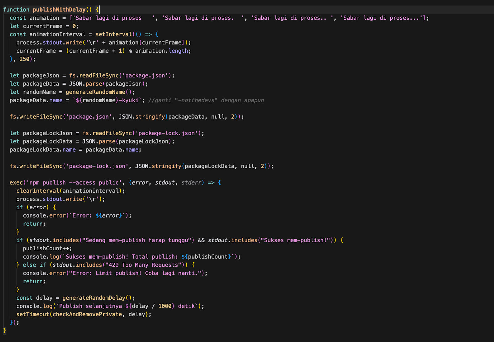 The auto-publishing function