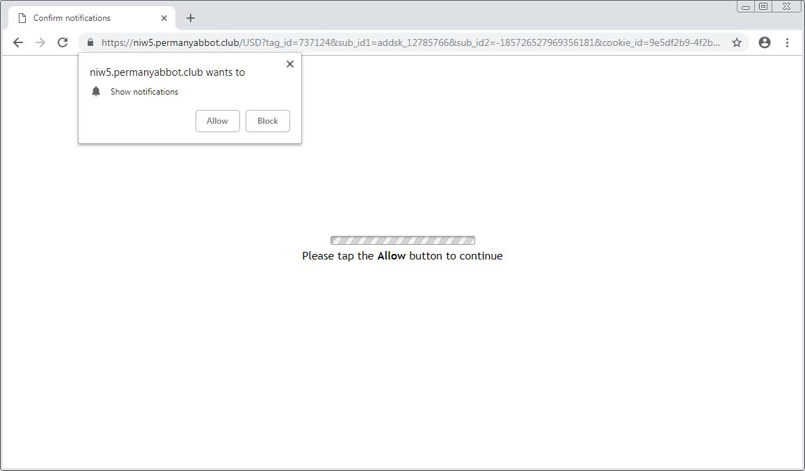 Please tap the Allow button to continue Notification Page
