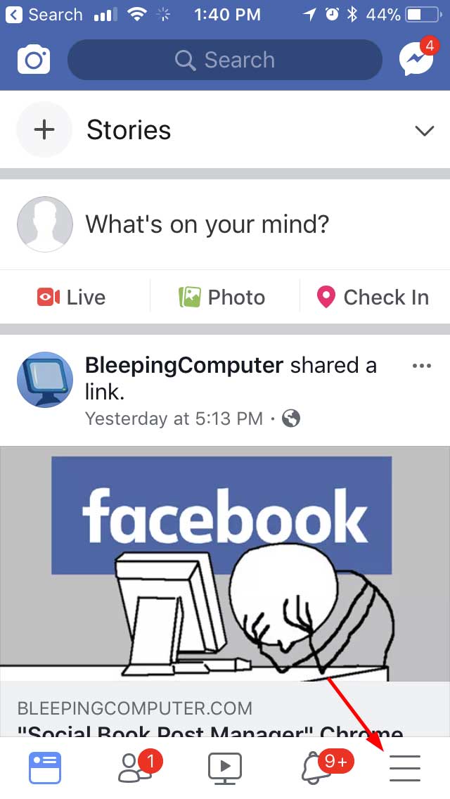 Open Facebook Menu