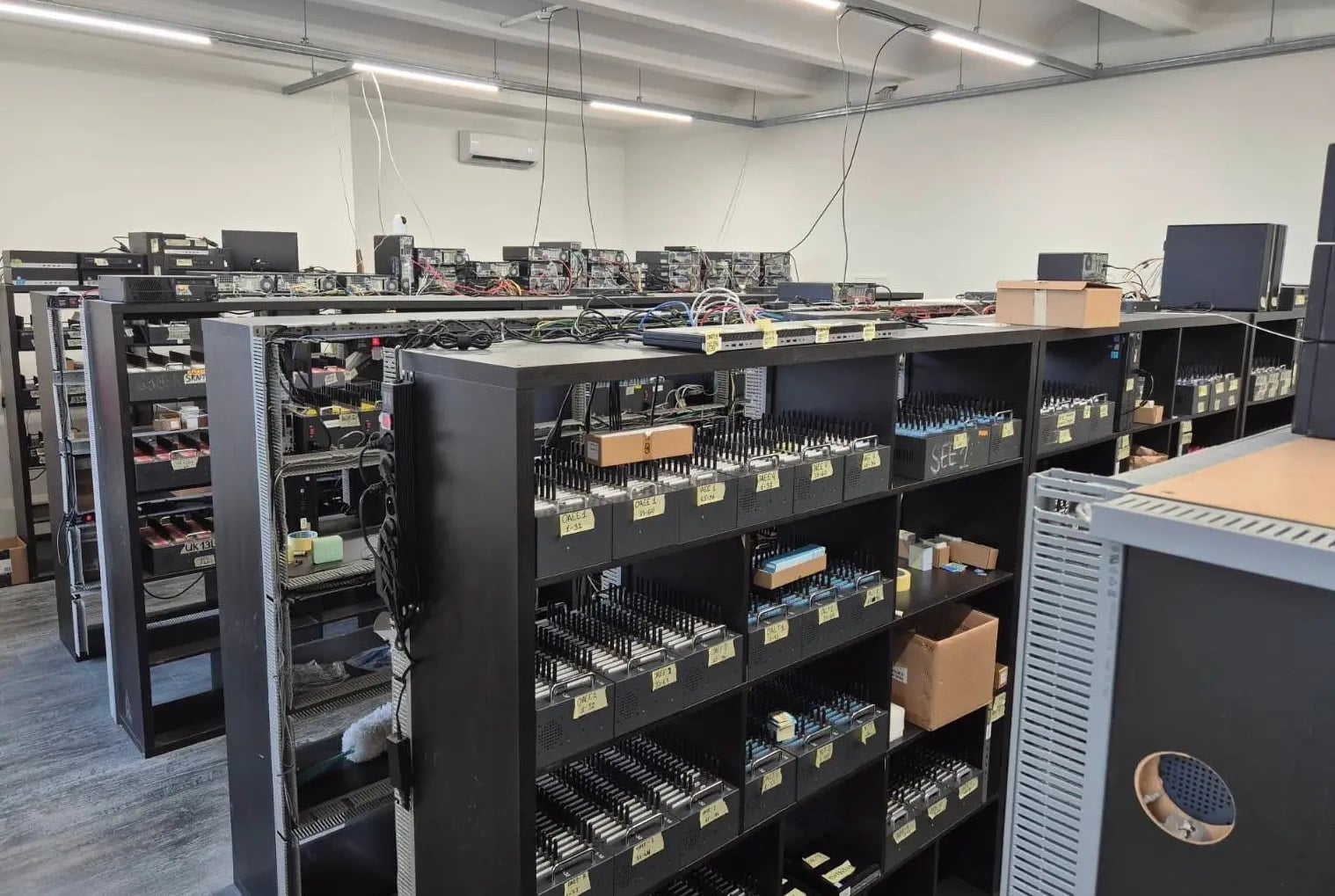 SIM box farm on the raided location