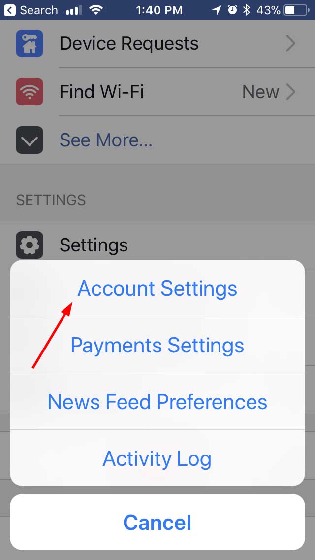 Tap Account Settings