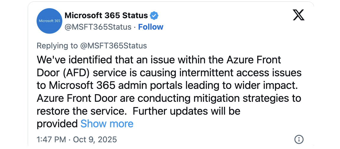 Azure outage October