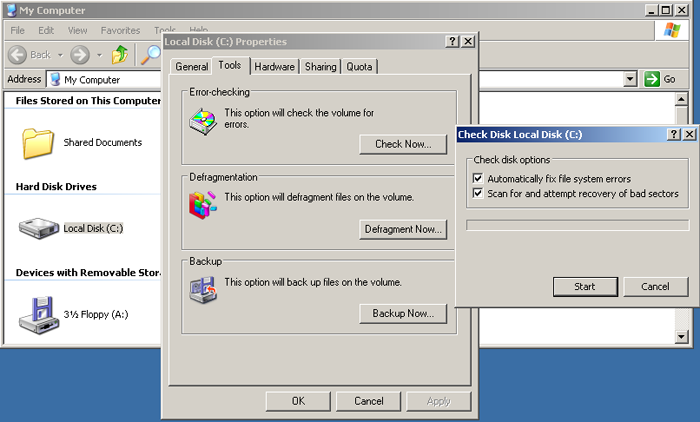 Setting Up The Disk Check