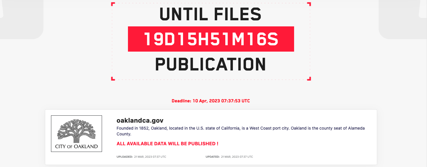 City of Oakland LockBit data leak warning