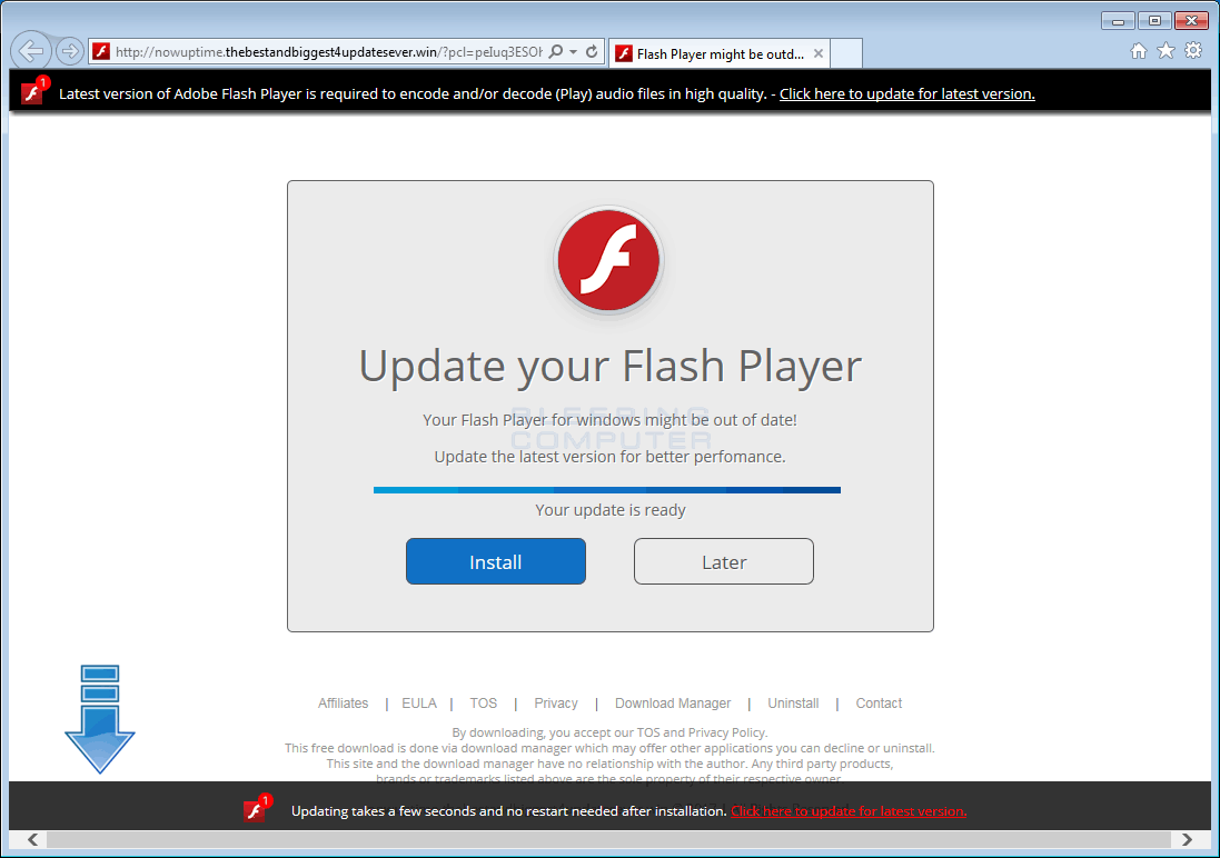 Fake Flash Player Update Alert