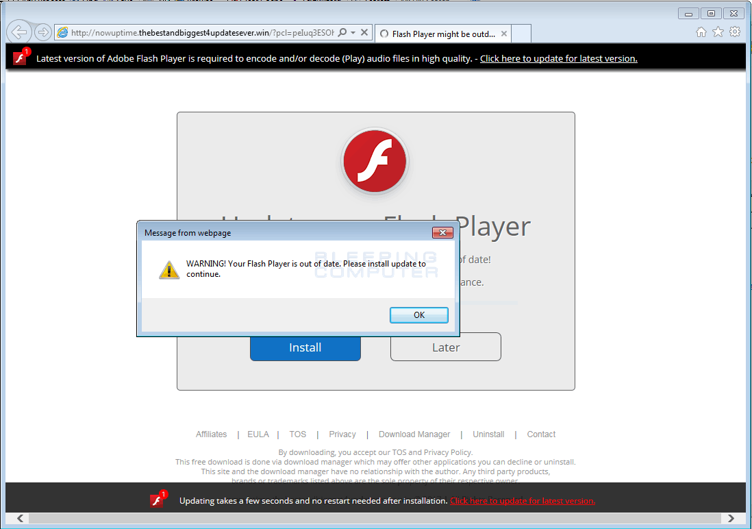 Fake Flash Player Update Alert